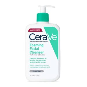 Cerave Foaming 𝐅𝐚𝐜𝐢𝐚𝐥 𝐂𝐥𝐞𝐚𝐧𝐬𝐞𝐫 For Normal To Oily Skin – 473ml (Made in USA)